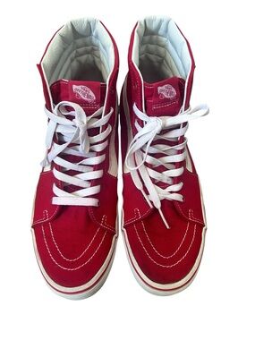 Vans SK8 Red & White High-Top Skate Sneakers Size Mens 11